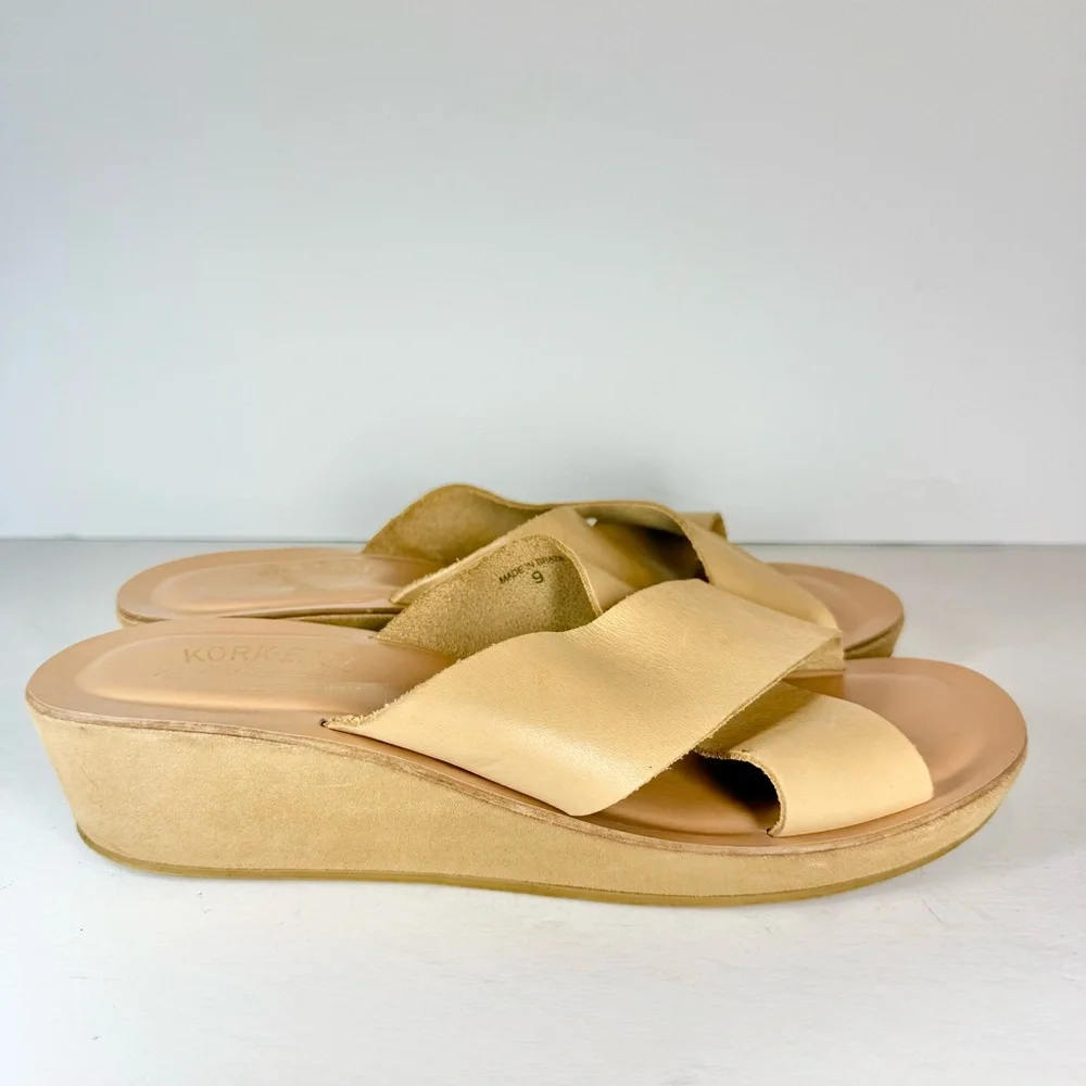 Kork-Ease Women's Cream Wedge Comfort Sandals Size 9‎